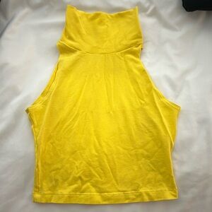 American Apparel yellow mockneck crop top